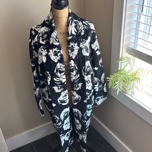 Black and White Floral Coat